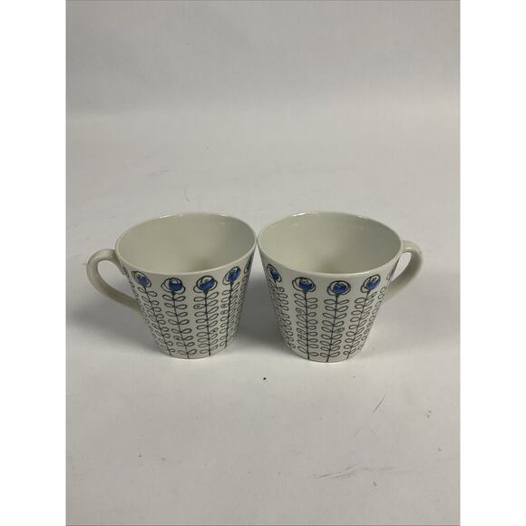 Arthur Percy Porcelain Teacups Flower Design Blue - Picture 1 of 3